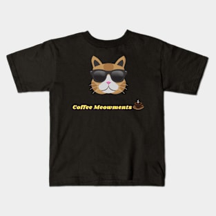 cat cofee meowments Kids T-Shirt